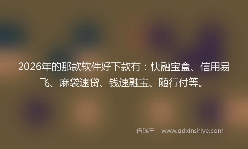 2026年的那款软件好下款有：快融宝盒、信用易飞、麻袋速贷、钱速融宝、随行付等。