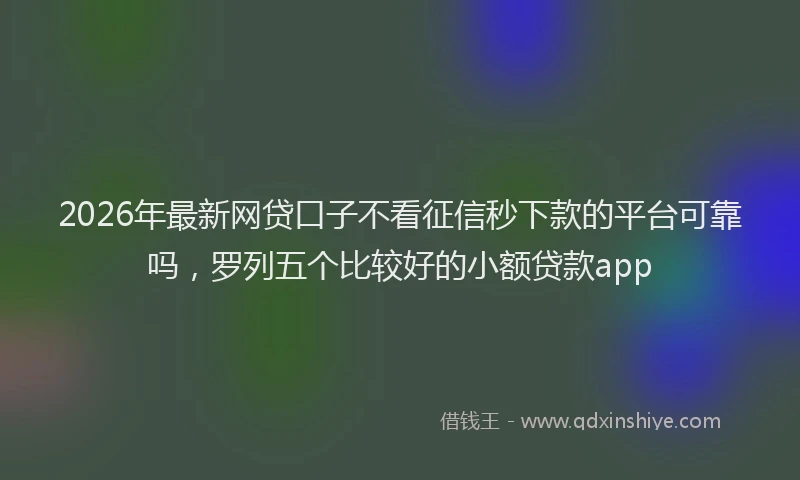 2026年最新网贷口子不看征信秒下款的平台可靠吗，罗列五个比较好的小额贷款app