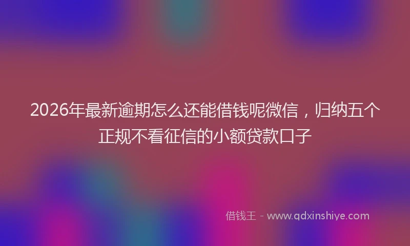 2026年最新逾期怎么还能借钱呢微信，归纳五个正规不看征信的小额贷款口子