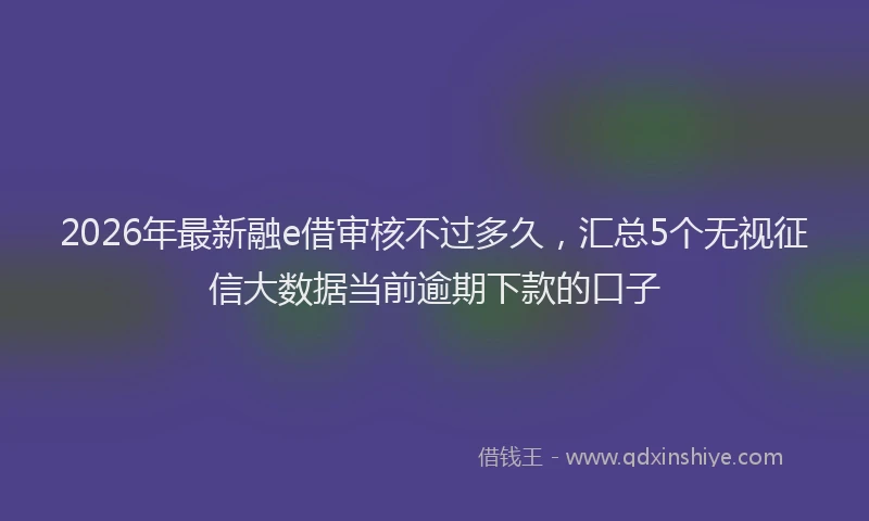 2026年最新融e借审核不过多久，汇总5个无视征信大数据当前逾期下款的口子