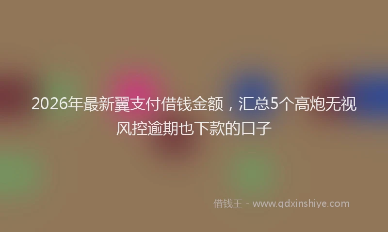 2026年最新翼支付借钱金额，汇总5个高炮无视风控逾期也下款的口子