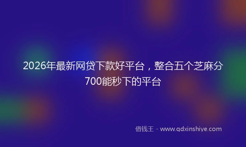 2026年最新网贷下款好平台，整合五个芝麻分700能秒下的平台