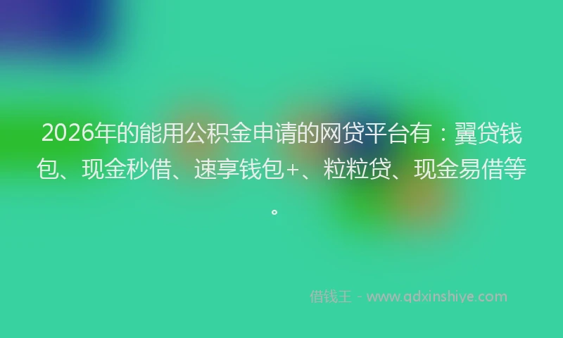 2026年的能用公积金申请的网贷平台有：翼贷钱包、现金秒借、速享钱包+、粒粒贷、现金易借等。