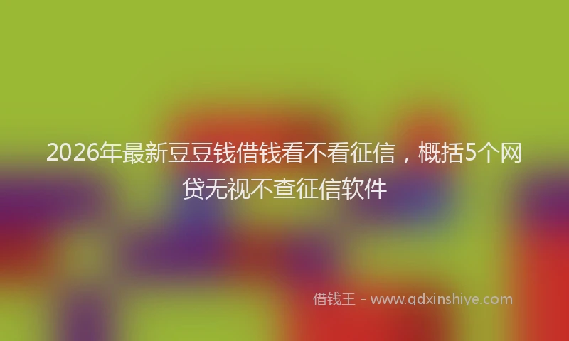 2026年最新豆豆钱借钱看不看征信，概括5个网贷无视不查征信软件
