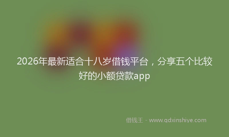 2026年最新适合十八岁借钱平台，分享五个比较好的小额贷款app