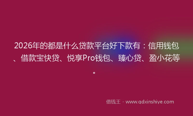 2026年的都是什么贷款平台好下款有：信用钱包、借款宝快贷、悦享Pro钱包、臻心贷、盈小花等。
