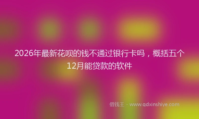 2026年最新花呗的钱不通过银行卡吗，概括五个12月能贷款的软件