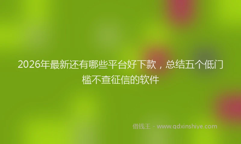 2026年最新还有哪些平台好下款，总结五个低门槛不查征信的软件