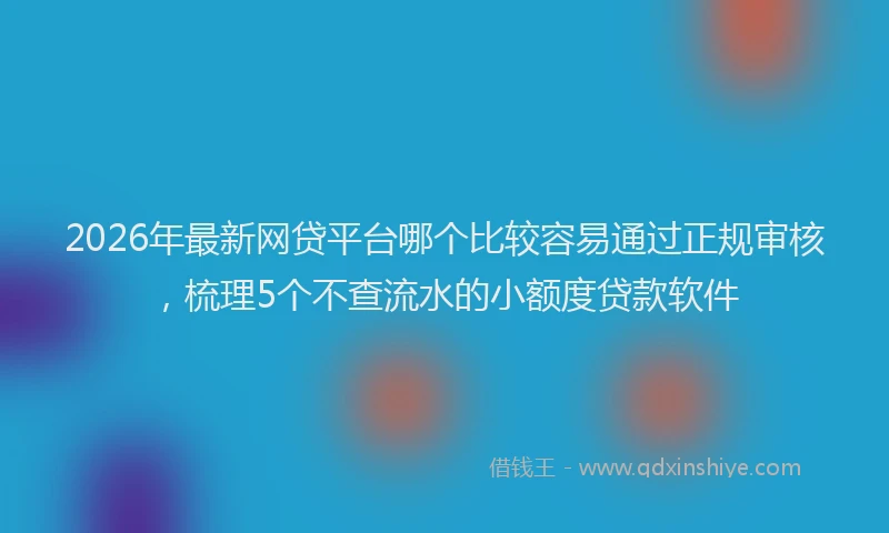 2026年最新网贷平台哪个比较容易通过正规审核，梳理5个不查流水的小额度贷款软件