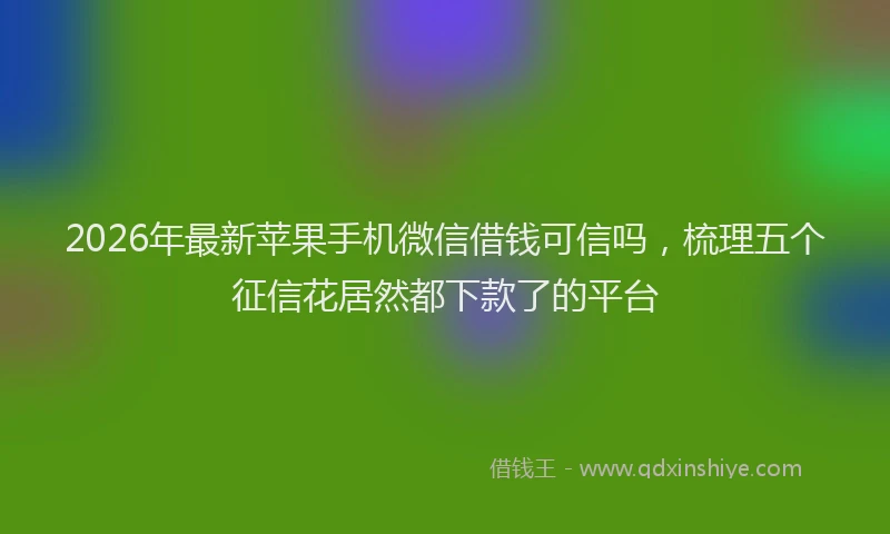 2026年最新苹果手机微信借钱可信吗，梳理五个征信花居然都下款了的平台