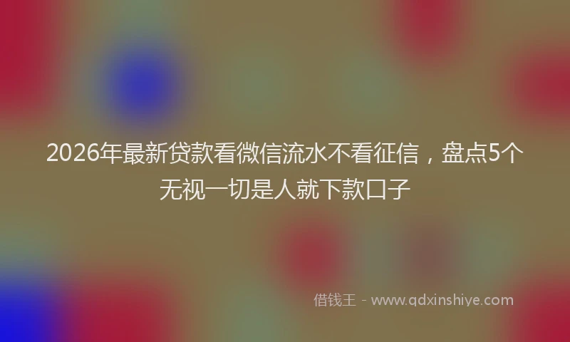 2026年最新贷款看微信流水不看征信，盘点5个无视一切是人就下款口子