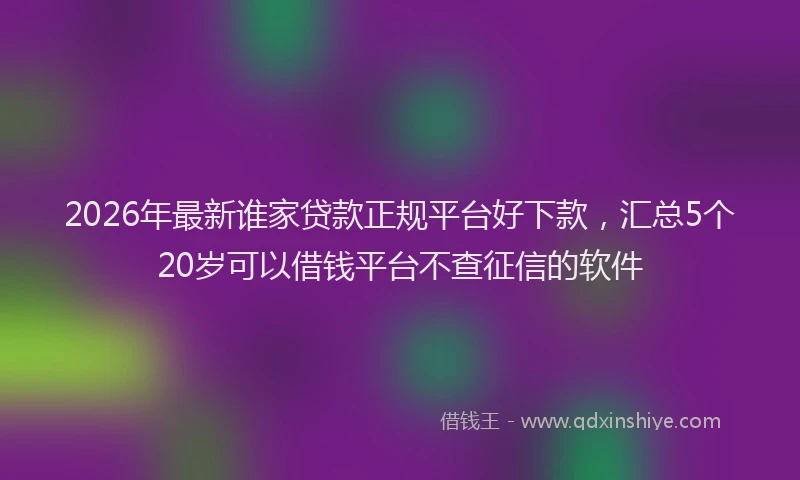 2026年最新谁家贷款正规平台好下款，汇总5个20岁可以借钱平台不查征信的软件