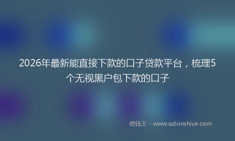 2026年最新能直接下款的口子贷款平台，梳理5个无视黑户包下款的口子