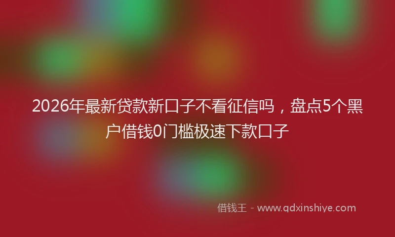 2026年最新贷款新口子不看征信吗，盘点5个黑户借钱0门槛极速下款口子