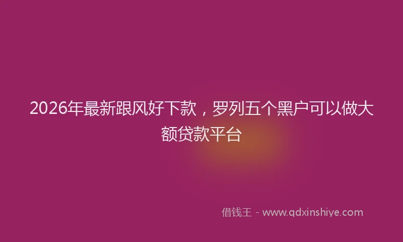 2026年最新跟风好下款，罗列五个黑户可以做大额贷款平台