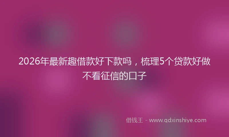 2026年最新趣借款好下款吗，梳理5个贷款好做不看征信的口子