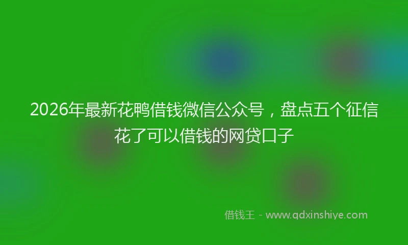 2026年最新花鸭借钱微信公众号，盘点五个征信花了可以借钱的网贷口子