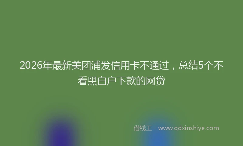 2026年最新美团浦发信用卡不通过，总结5个不看黑白户下款的网贷