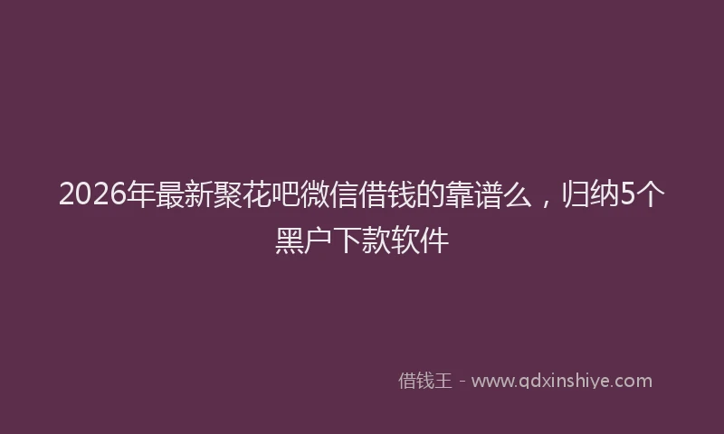 2026年最新聚花吧微信借钱的靠谱么，归纳5个黑户下款软件