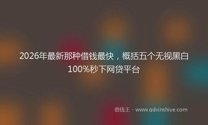 2026年最新那种借钱最快，概括五个无视黑白100%秒下网贷平台