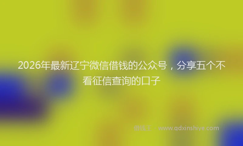 2026年最新辽宁微信借钱的公众号，分享五个不看征信查询的口子