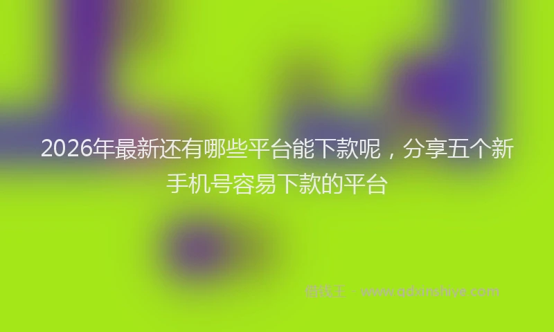 2026年最新还有哪些平台能下款呢，分享五个新手机号容易下款的平台