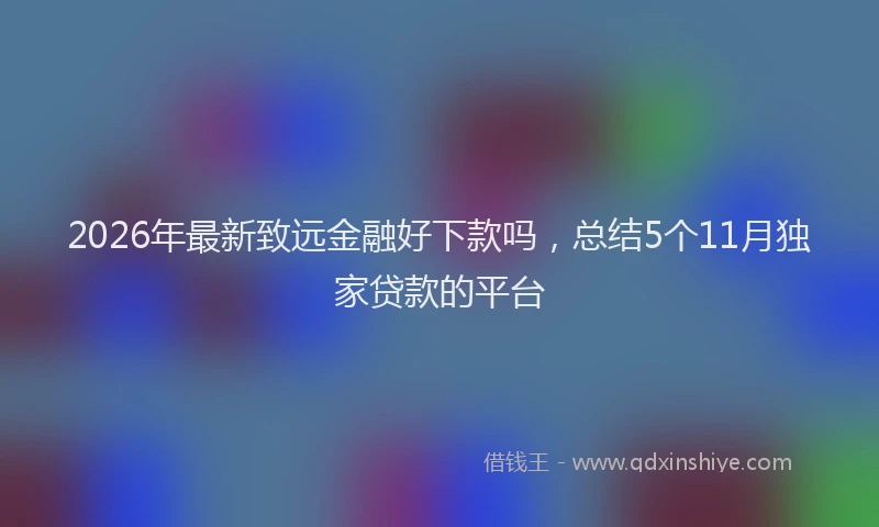 2026年最新致远金融好下款吗，总结5个11月独家贷款的平台