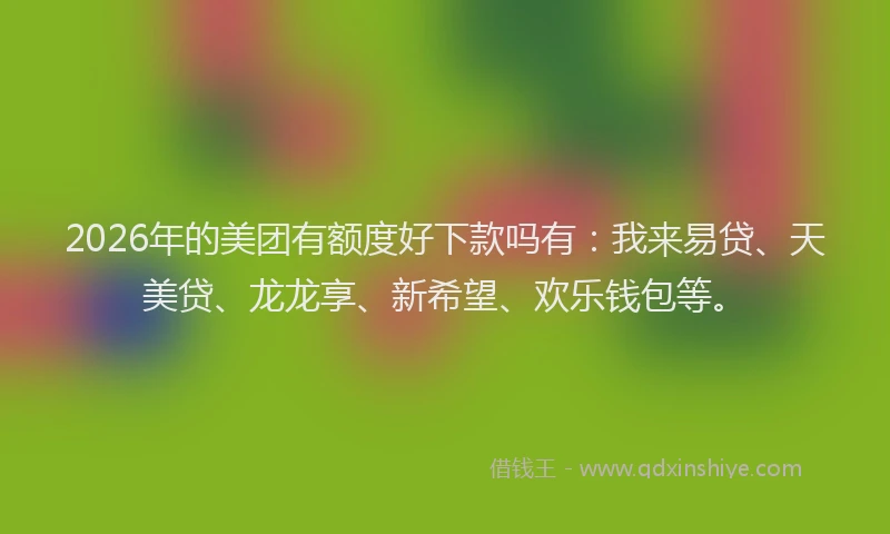 2026年的美团有额度好下款吗有：我来易贷、天美贷、龙龙享、新希望、欢乐钱包等。
