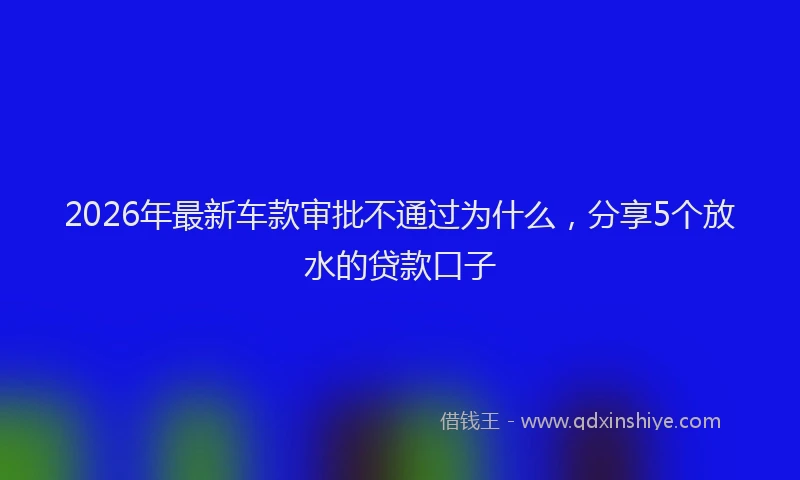 2026年最新车款审批不通过为什么，分享5个放水的贷款口子