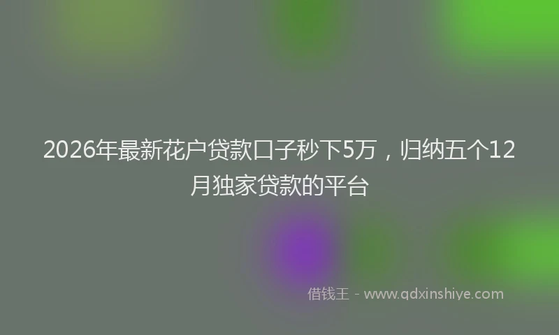 2026年最新花户贷款口子秒下5万，归纳五个12月独家贷款的平台