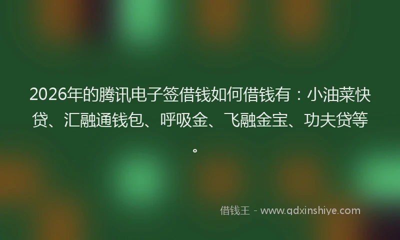 2026年的腾讯电子签借钱如何借钱有：小油菜快贷、汇融通钱包、呼吸金、飞融金宝、功夫贷等。