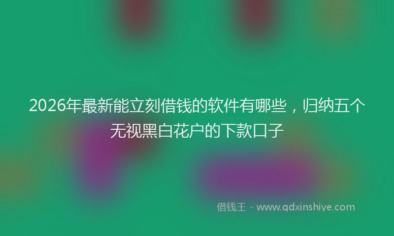 2026年最新能立刻借钱的软件有哪些，归纳五个无视黑白花户的下款口子