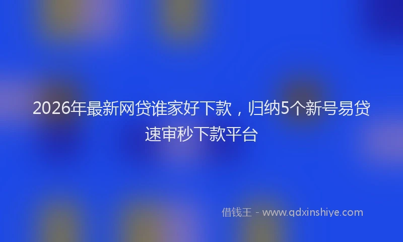 2026年最新网贷谁家好下款，归纳5个新号易贷速审秒下款平台