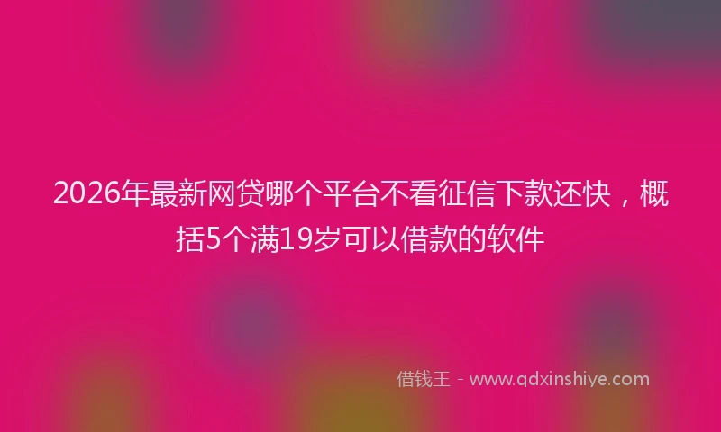 2026年最新网贷哪个平台不看征信下款还快，概括5个满19岁可以借款的软件