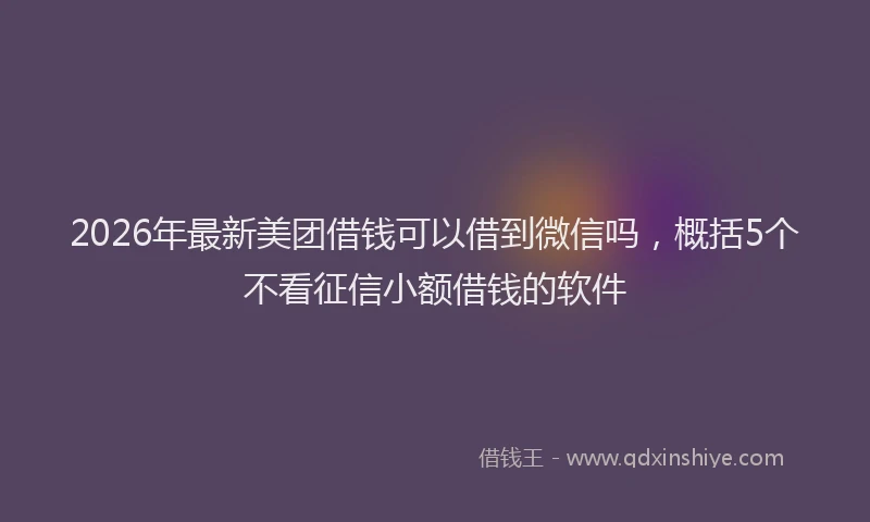 2026年最新美团借钱可以借到微信吗，概括5个不看征信小额借钱的软件