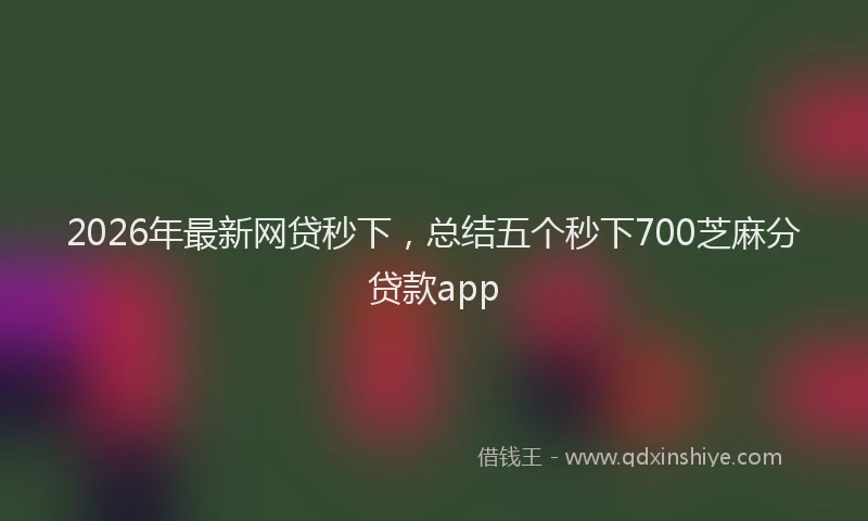 2026年最新网贷秒下，总结五个秒下700芝麻分贷款app