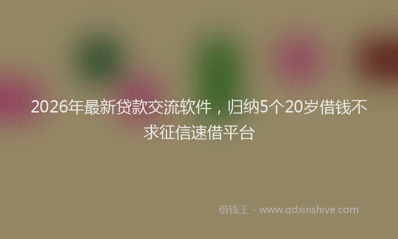 2026年最新贷款交流软件，归纳5个20岁借钱不求征信速借平台