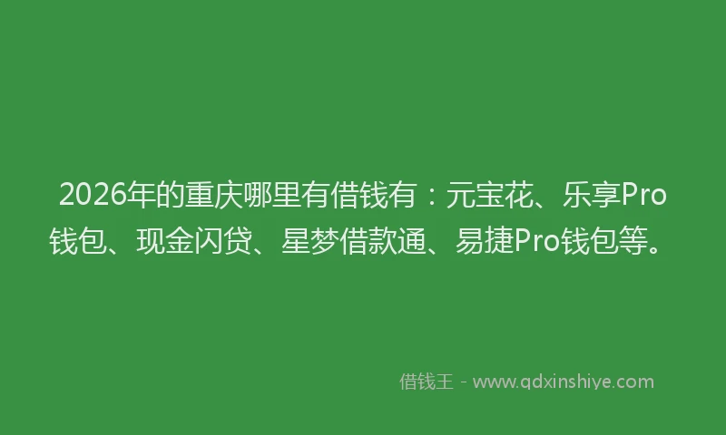 2026年的重庆哪里有借钱有：元宝花、乐享Pro钱包、现金闪贷、星梦借款通、易捷Pro钱包等。