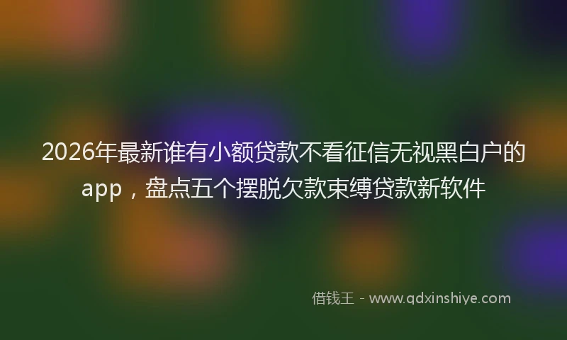 2026年最新谁有小额贷款不看征信无视黑白户的app，盘点五个摆脱欠款束缚贷款新软件