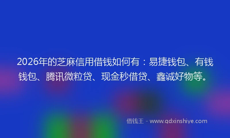 2026年的芝麻信用借钱如何有：易捷钱包、有钱钱包、腾讯微粒贷、现金秒借贷、鑫诚好物等。