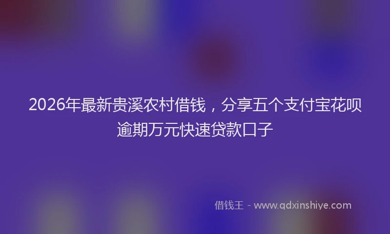2026年最新贵溪农村借钱，分享五个支付宝花呗逾期万元快速贷款口子