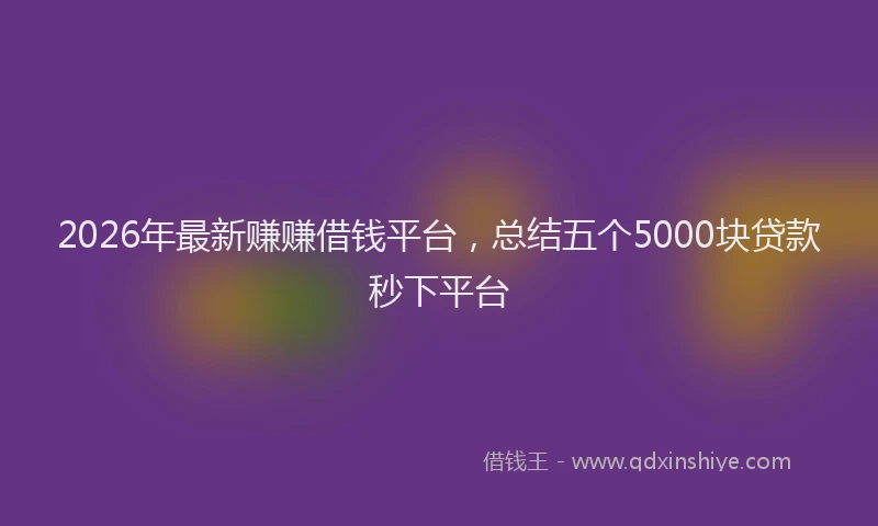2026年最新赚赚借钱平台，总结五个5000块贷款秒下平台