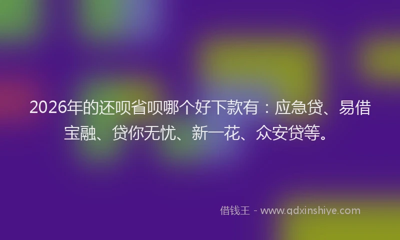 2026年的还呗省呗哪个好下款有：应急贷、易借宝融、贷你无忧、新一花、众安贷等。