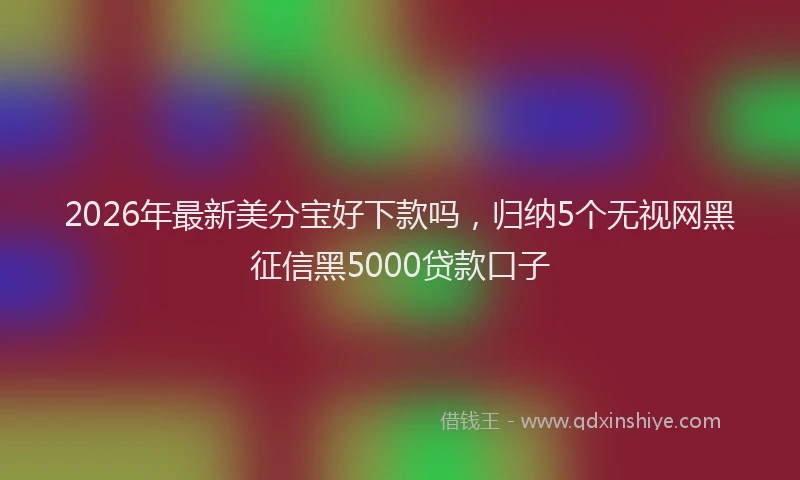 2026年最新美分宝好下款吗，归纳5个无视网黑征信黑5000贷款口子