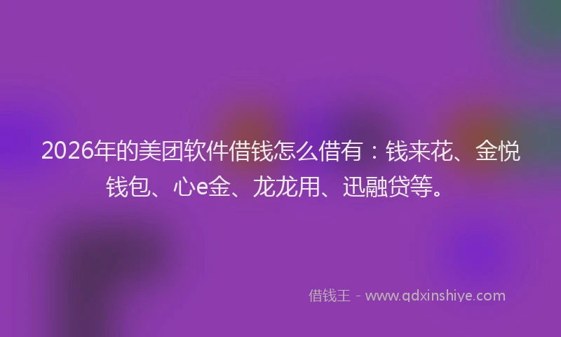 2026年的美团软件借钱怎么借有：钱来花、金悦钱包、心e金、龙龙用、迅融贷等。