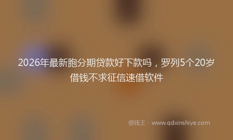 2026年最新胞分期贷款好下款吗，罗列5个20岁借钱不求征信速借软件