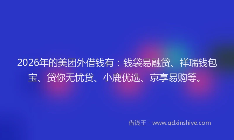 2026年的美团外借钱有：钱袋易融贷、祥瑞钱包宝、贷你无忧贷、小鹿优选、京享易购等。