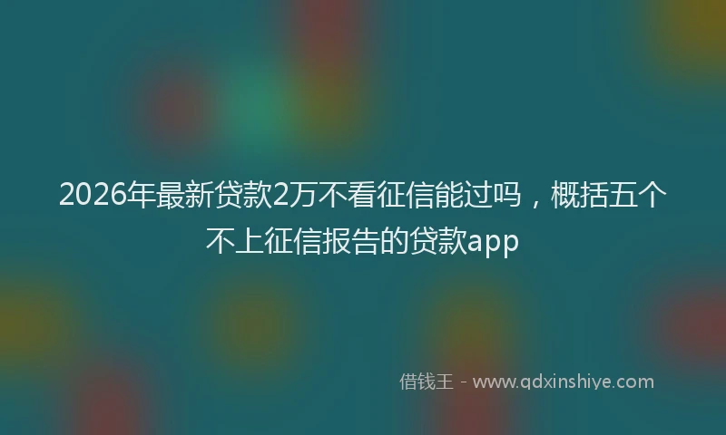2026年最新贷款2万不看征信能过吗，概括五个不上征信报告的贷款app