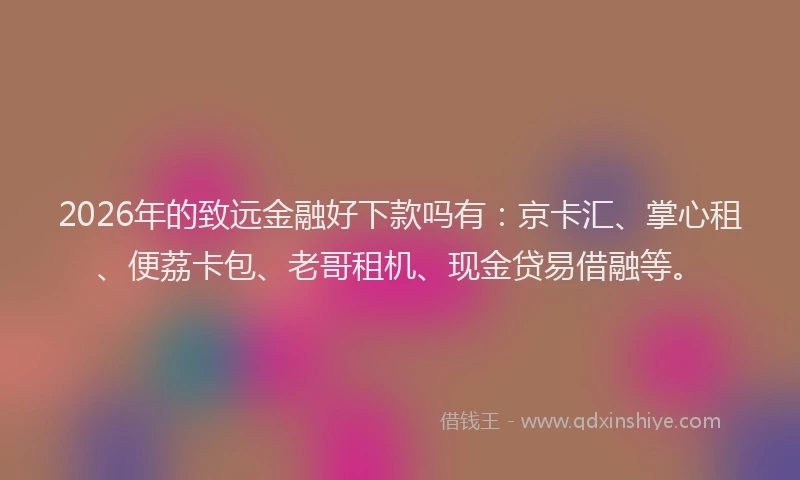 2026年的致远金融好下款吗有：京卡汇、掌心租、便荔卡包、老哥租机、现金贷易借融等。
