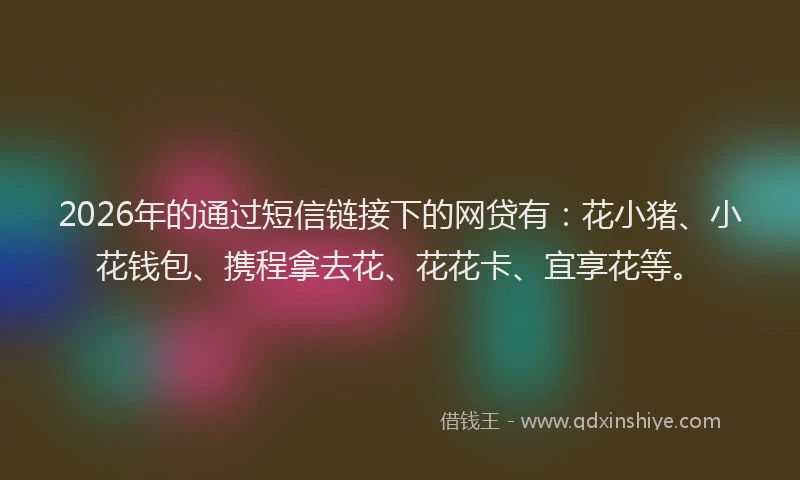2026年的通过短信链接下的网贷有：花小猪、小花钱包、携程拿去花、花花卡、宜享花等。